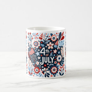 Tasse de café florale du 4 juillet
