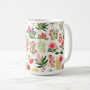 Tasse de café florale du jardin botanique cramoisi