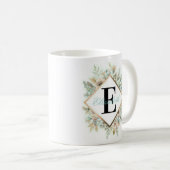 Tasse de café florale élégante de Monogramed (Devant droit)