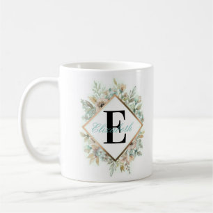 Tasse de café florale élégante de Monogramed