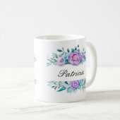 Tasse de café florale élégante de Monogramed (Devant droit)