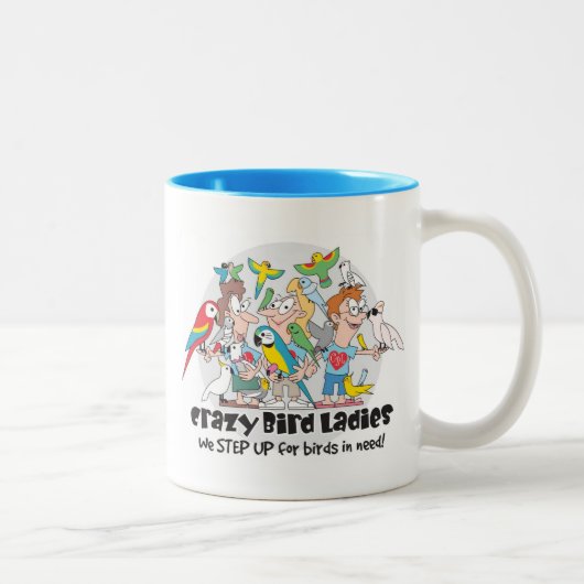 Tasse de café folle de dames d'oiseau (Droit)