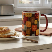 Tasse de café forêt automnale de style moderne du
