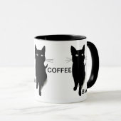 Tasse de café fraîche de chat noir par des (Devant droit)