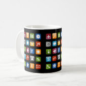 Tasse de café geek avec des icônes d'applications  (Devant gauche)