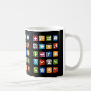 Tasse de café geek avec des icônes d'applications 