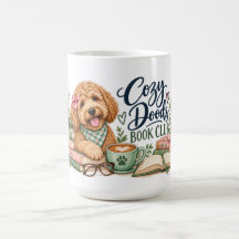Tasse de café Goldendoodle du club de lecture Cozy