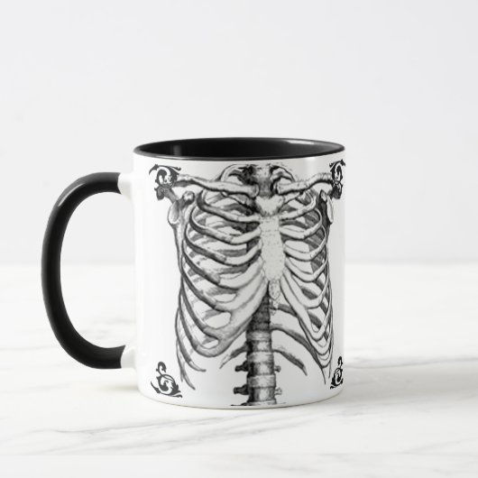 Tasse de café gothique squelettique de cage (Gauche)