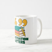 Tasse de café Grammar Fun La ponctuation compte (Devant droit)