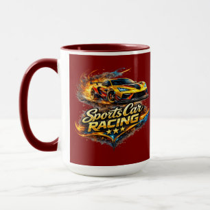 Tasse de café graphique combiné de course de voitu