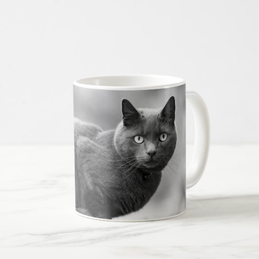 Tasse de café grise de chat (Devant droit)