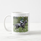 Tasse de café grise tachetée de cheval de course (Gauche)
