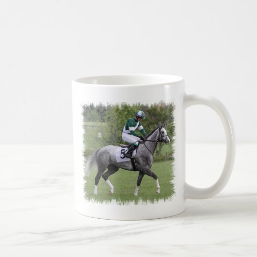 Tasse de café grise tachetée de cheval de course (Droite)