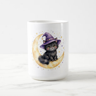 Tasse de café Halloween Chat Noir Sorcière aux Mou