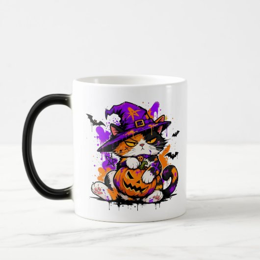 Tasse de café Halloween Chat Sorcière (Gauche)