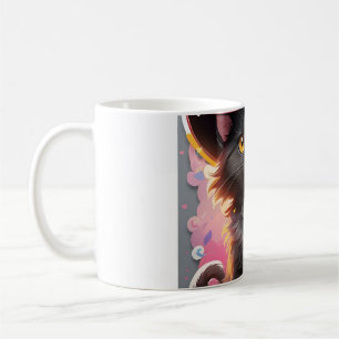 Tasse de café Halloween Chat Sorcière Rose