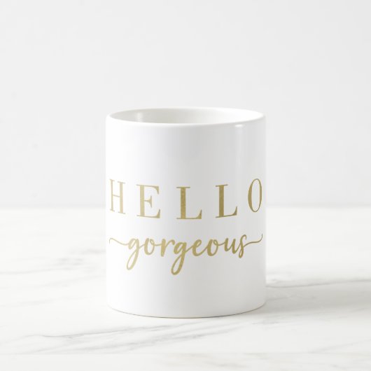 Tasse de café Hello Gorgeous avec écriture moderne (Centre)