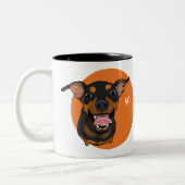 Tasse de café heureuse de chien de Pinscher (Gauche)