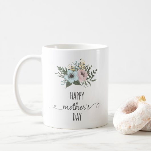 Tasse de café heureuse florale élégante du jour de (Avec donut)