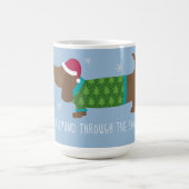 Tasse de café illustrée de teckel dans la neige (Centre)