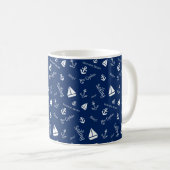Tasse de café initiale bleu marine nautique (Devant droit)