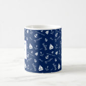 Tasse de café initiale bleu marine nautique (Centre)