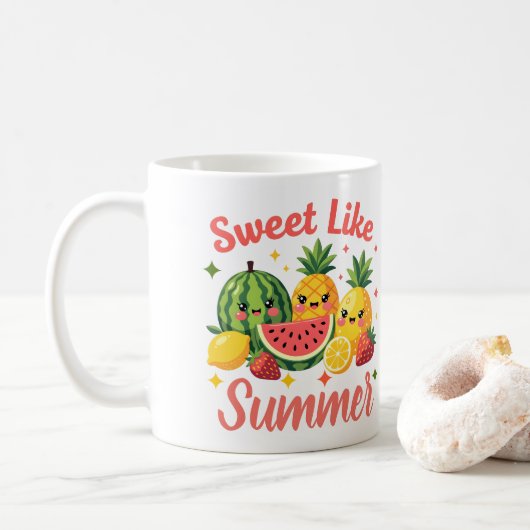 Tasse de café Jolis Fruits Mignons Comme L'Été (Avec donut)
