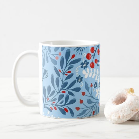 Tasse de café Joyeux Noël Bleu (Avec donut)