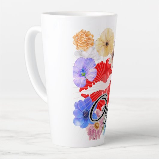 tasse de café : lèvres et fleurs (Angle gauche)