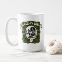 Tasse de café littéraire en or vert 'Barkis est pr