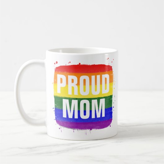 Tasse de café Maman fière du drapeau LGBTQ (Gauche)
