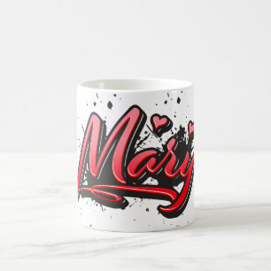 Tasse de café Mary red Heart Graffiti