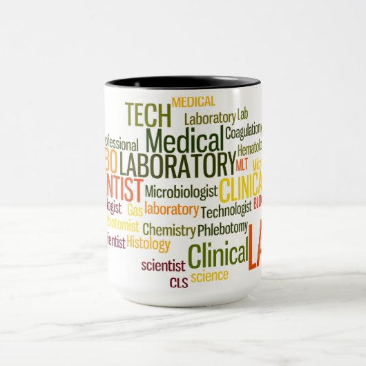 TASSE DE CAFÉ MÉLANGÉE DE MOTS DE LABORATOIRE (Centre)