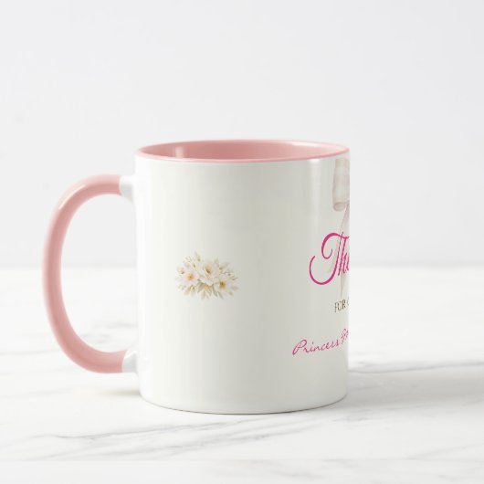 Tasse de café Merci Ruban de Princesse Rose Blush (Gauche)