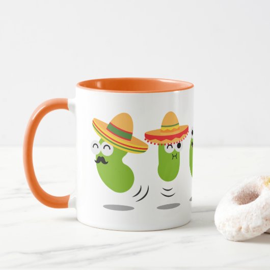 Tasse de café mexicaine mignonne d'haricots (Avec donut)