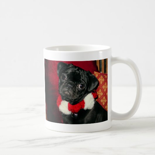 Tasse de café mignonne de carlin de Noël (Droite)