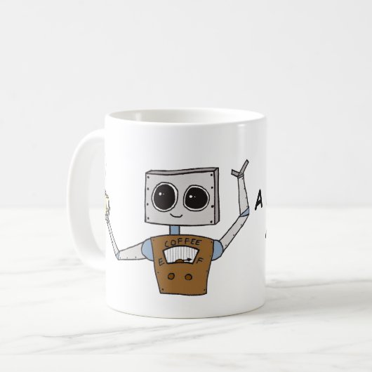 Tasse de café mignonne de robot (Devant gauche)