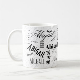 Tasse de café noir et blanc Abigail nom personnali