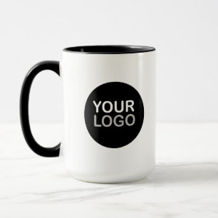 Tasse de café noir et blanc avec logo d'entreprise