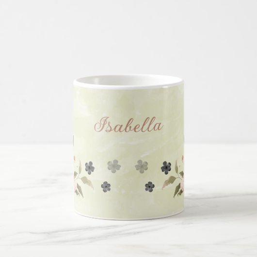 tasse de café noir rousse rose fleurs (Centre)