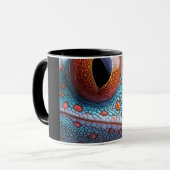 Tasse de café noire avec visage de monstre effraya (Devant gauche)