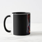 Tasse de café noire avec visage de monstre effraya (Gauche)