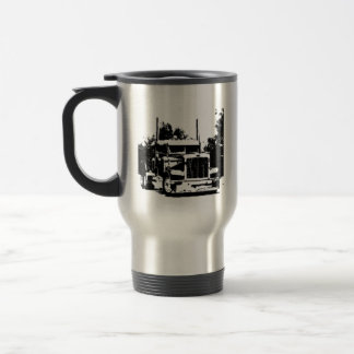 Tasse de café noire de silhouette de camionneur
