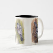 Tasse de café noire et blanche de fauvette (Devant droit)