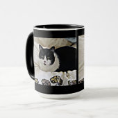 Tasse de café noire et blanche précieuse de Milo (Devant gauche)