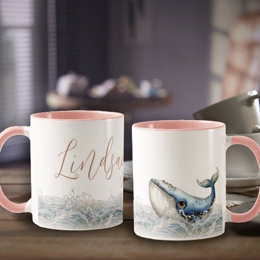 Tasse de café Nom d'amant de l'océan de baleine
