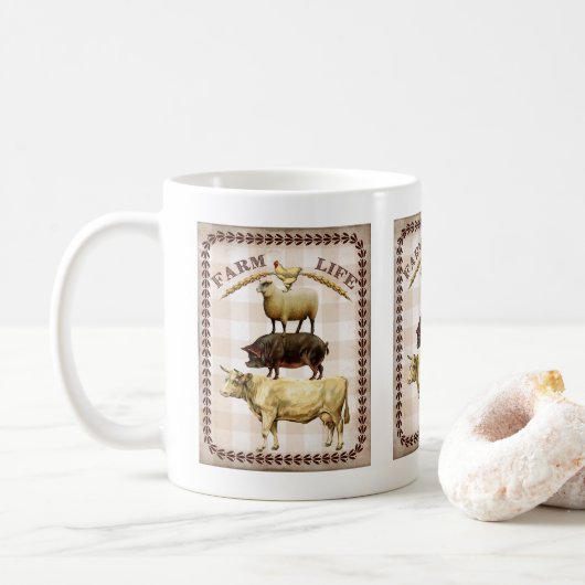 Tasse de café nostalgique d'animaux de la vie (Avec donut)