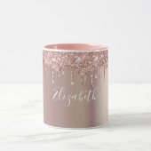 Tasse de café Paillettes Rose Gold Monogrammée (Centre)
