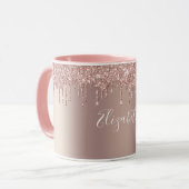 Tasse de café Paillettes Rose Gold Monogrammée (Devant gauche)