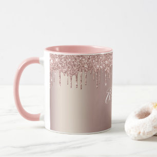 Tasse de café Paillettes Rose Gold Monogrammée